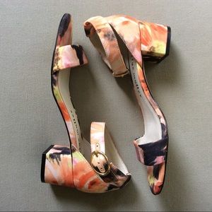 Anthropologie watercolor chunky heels